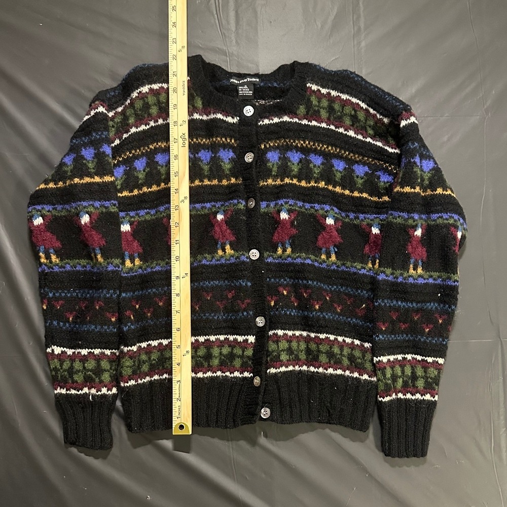 James River Traders Wool Fair Isle Cardigan Sweater People Design Size M